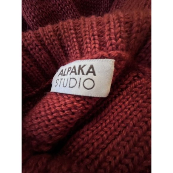 Alpaka Studio 100% Baby Alpaca Chunky Cable Terracotta Turtleneck Sweater M - Picture 4 of 6